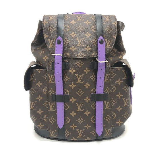 Louis Vuitton Backpack M46247 Monogram Canvas Purple Monogram Macacer Christopher Pm Mens Used Authentic