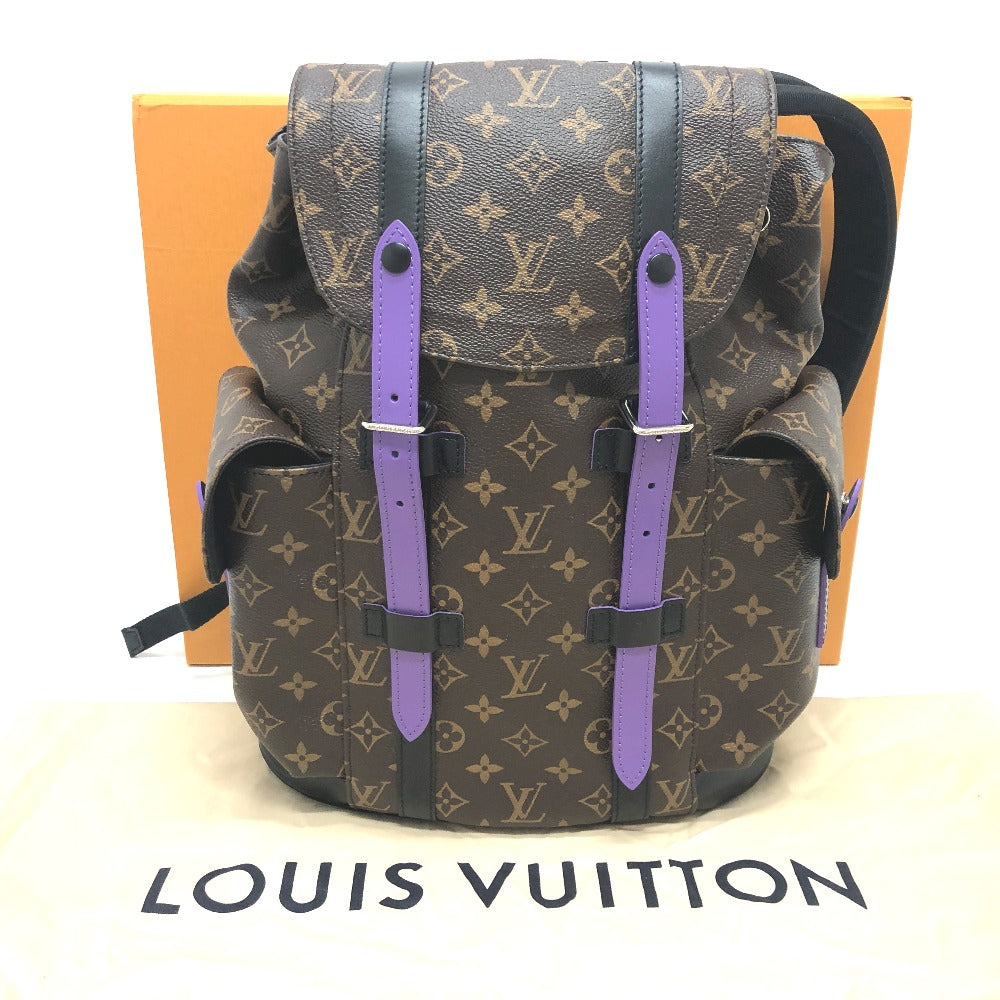 Louis Vuitton Backpack M46247 Monogram Canvas Purple Monogram Macacer Christopher Pm Mens Used Authentic