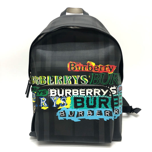 Burberry Backpack Pvc Gray Graphic Women Used Authentic