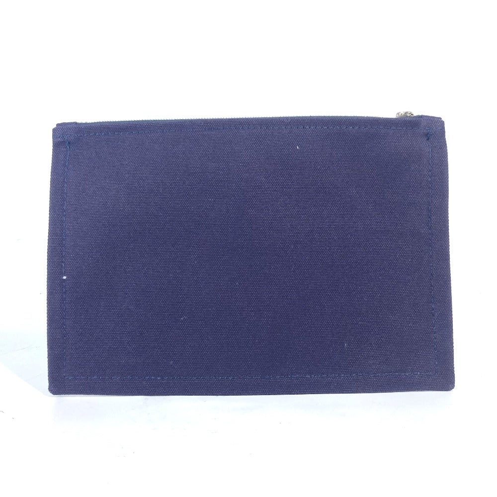 Hermes Pouch Cotton Navy Logo Flat Yachting Pm Unisex(unisex) Used Authentic