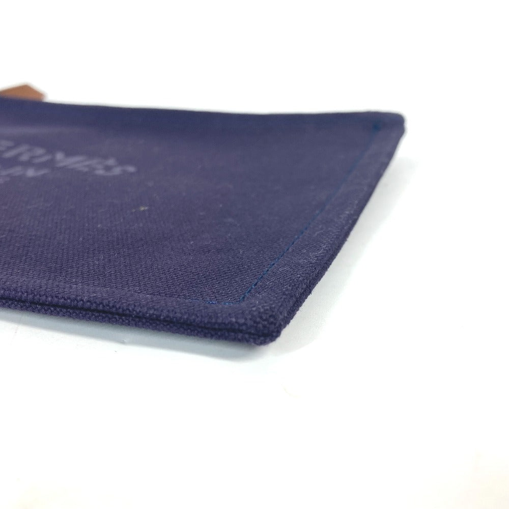 Hermes Pouch Cotton Navy Logo Flat Yachting Pm Unisex(unisex) Used Authentic