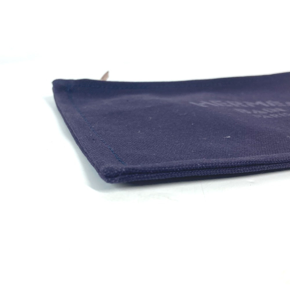 Hermes Pouch Cotton Navy Logo Flat Yachting Pm Unisex(unisex) Used Authentic