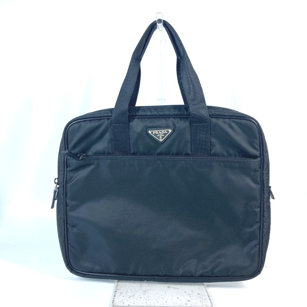 Prada Business Bag Va0609 Nylon Black Document Bag Briefcase Pc Bag Computer Case Triangle Logo Plate Women Used Authentic