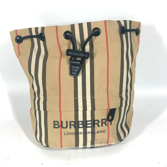 Burberry Pouch Nylon Beige Logo Check Drawstring Bag Women(unisex) Used Authentic