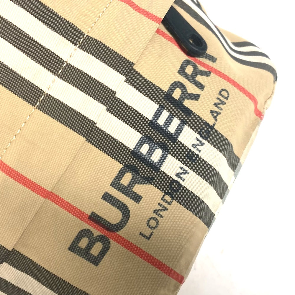 Burberry Pouch Nylon Beige Logo Check Drawstring Bag Women(unisex) Used Authentic