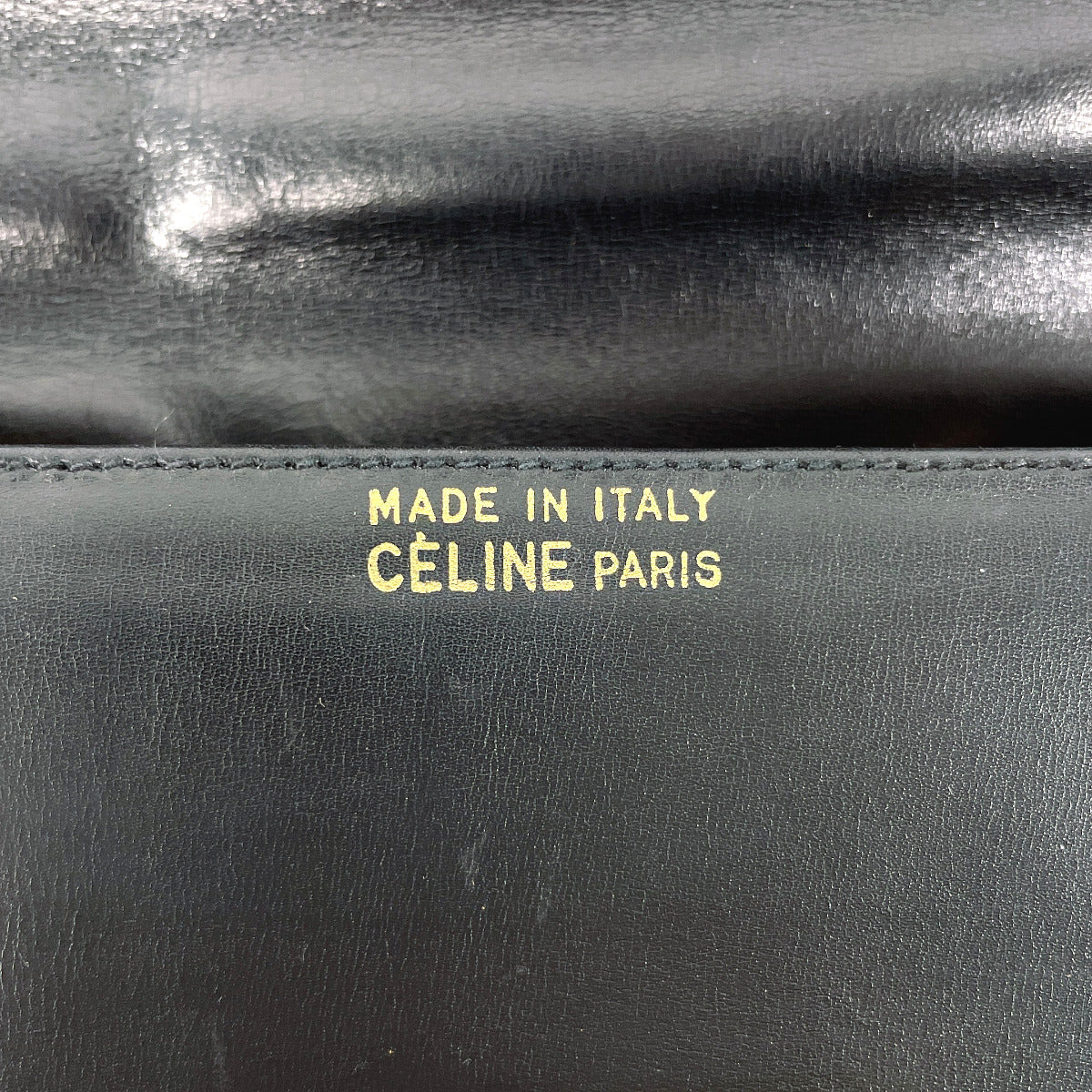 Celine Shoulder Bag Leather Black Carriage Metal Women Used Authentic