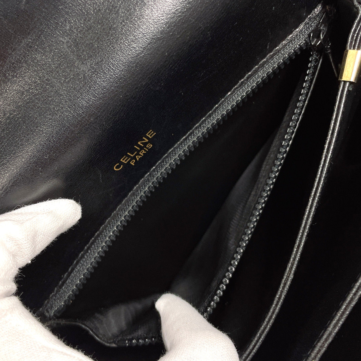 Celine Leather Black Vintage Carriage Metal