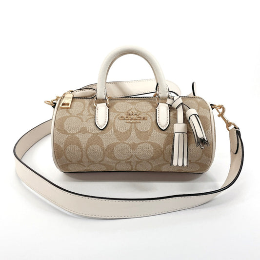 Coach Handbag Ck689 Pvc, Leather Beige 2 Way Lacy Crossbody Signature