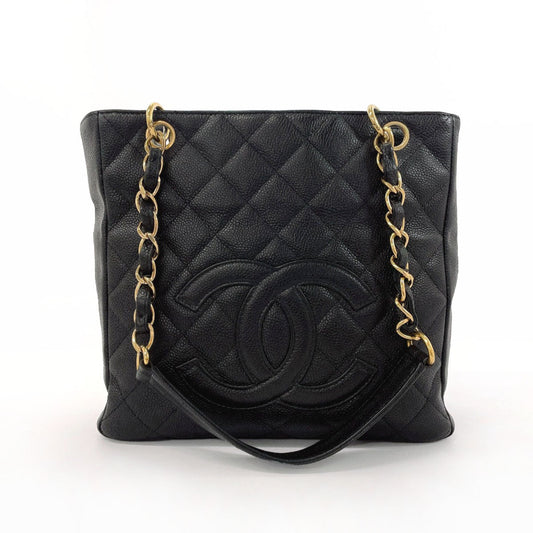 Chanel Tote Bag Matt Caviar Skin Black Coco Mark Pst Matelasse