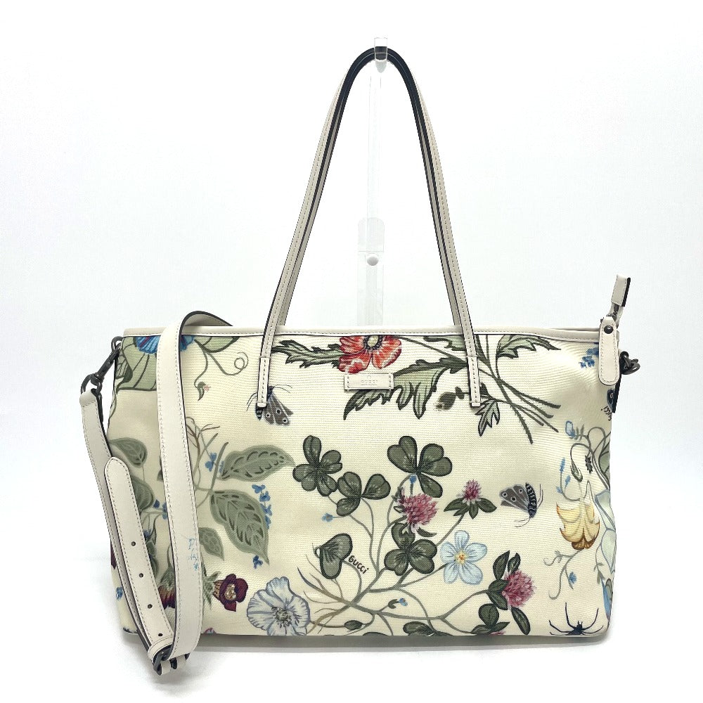 Gucci Shoulder Bag 353437 Leather / Pvc Ivoryx Multicolor Bag 2 Way Tote Bag Flora Floral Pattern Kris Knight Women Used Authentic