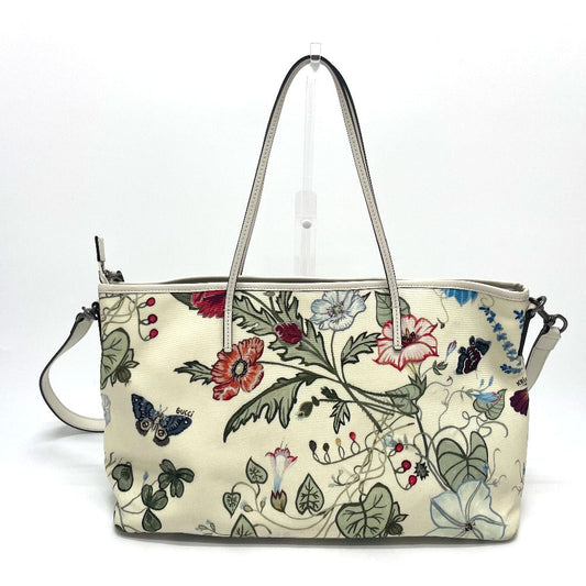 Gucci Shoulder Bag 353437 Leather / Pvc Ivoryx Multicolor Bag 2 Way Tote Bag Flora Floral Pattern Kris Knight Women Used Authentic