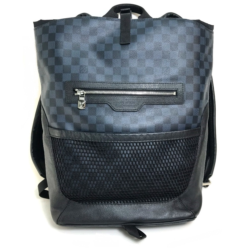 Louis Vuitton Backpack N40009 Damier Cobalt Canvas, Taiga Leather Navy X Black Damier Cobalt Match Point Mens Used Authentic