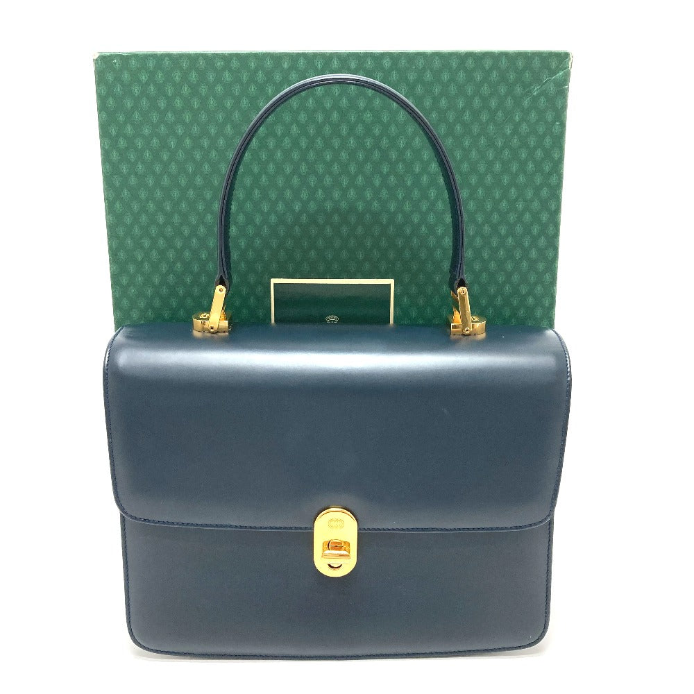 Gucci Handbag 000.109.0121 Leather Navy Turn Lock Sideline Handbag Women Used Authentic