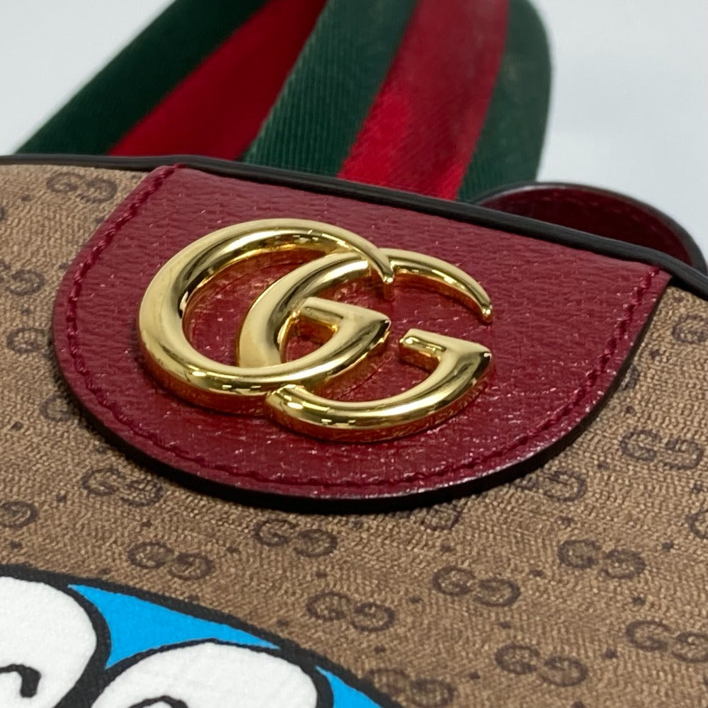 Gucci Backpack 647816 Pvc / Leather Brown X Wine Red Gg Supreme Doraemon X Gucci Small Women(unisex) Used Authentic