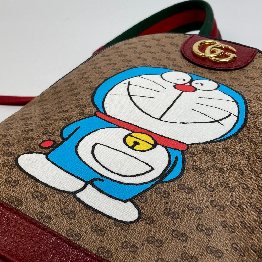 Gucci Backpack 647816 Pvc / Leather Brown X Wine Red Gg Supreme Doraemon X Gucci Small Women(unisex) Used Authentic