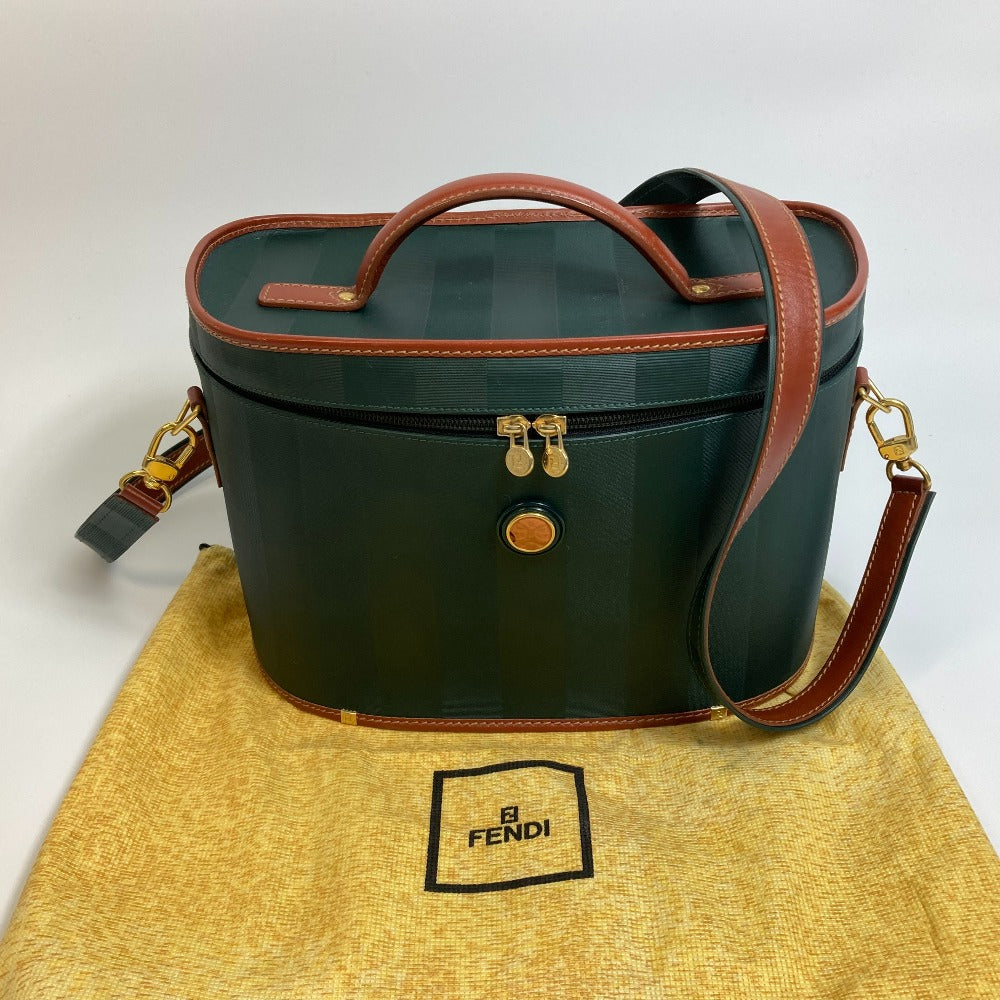 Fendi Vanity Bag Leather / Pvc Green X Brown Pecan Bag Women Used Authentic