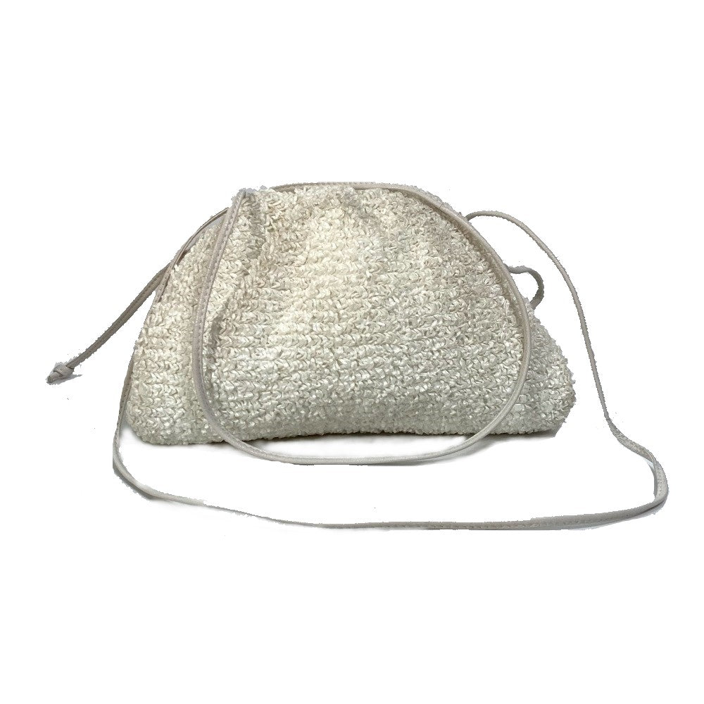 Bottegaveneta Shoulder Bag 585852 Nylon / Leather White Gamaguchi Mini The Pouch Women Used Authentic