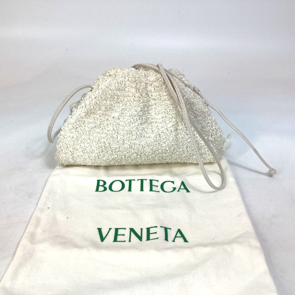 Bottegaveneta Shoulder Bag 585852 Nylon / Leather White Gamaguchi Mini The Pouch Women Used Authentic