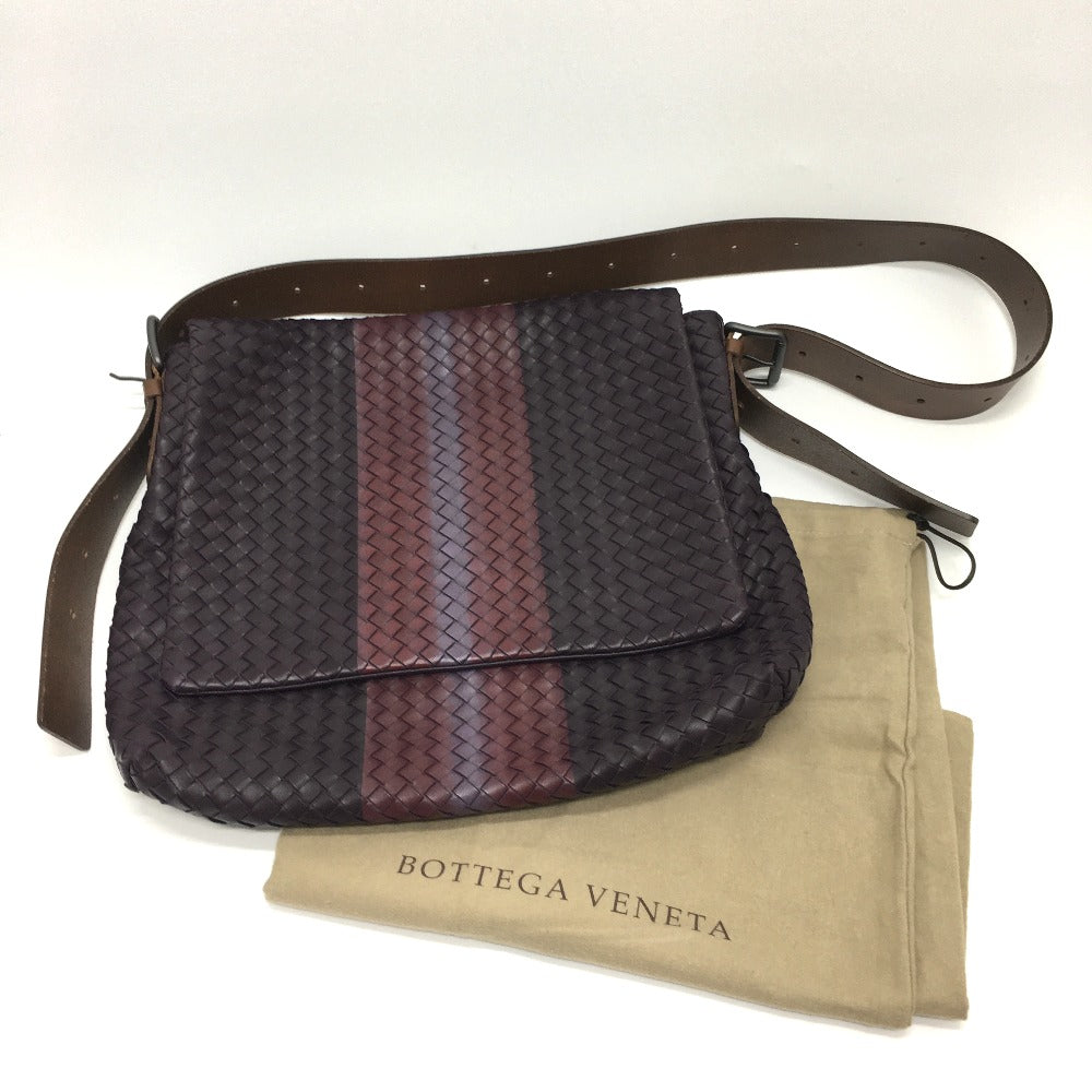 Bottegaveneta Shoulder Bag 161314 Leather Brown Intrecciato Messenger Mens Used Authentic