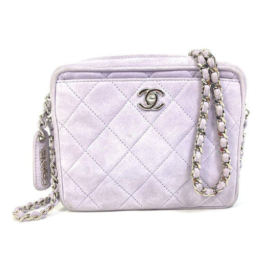 Chanel Shoulder Bag Suede Purple Cc Coco Mark Crossbody Mini Matrasse Women Used Authentic