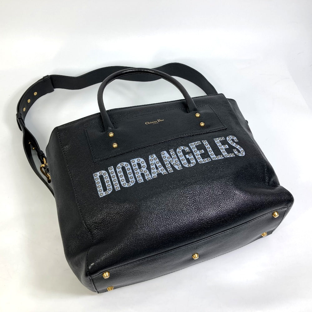 Christian Dior Tote Bag Leather Black Diorangels Shoulder Bag Shoulder Bag Women(unisex) Used Authentic