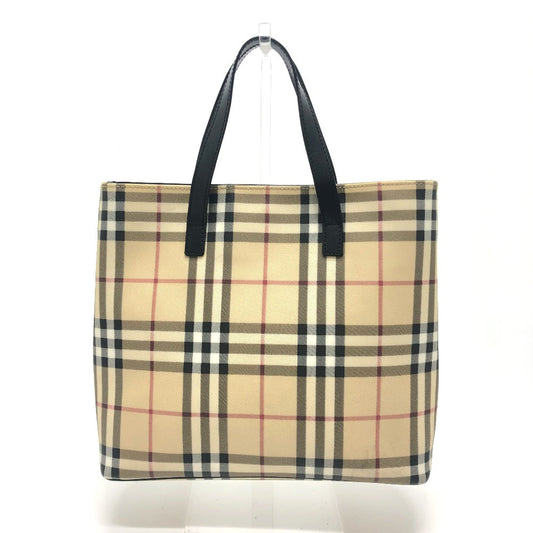 Burberry Tote Bag Pvc / Leather Beige Check Women Used Authentic