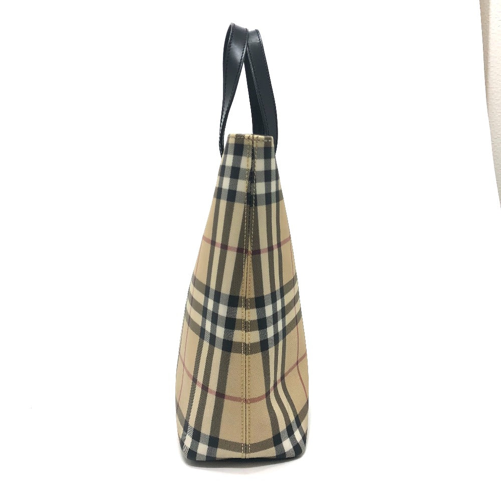 Burberry Tote Bag Pvc / Leather Beige Check Women Used Authentic