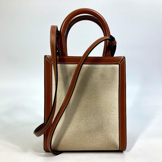 Celine Shoulder Bag 193302 Dci.02 Nt Canvas / Leather Beige Carriage Vertical Hippo Mini Women Used Authentic