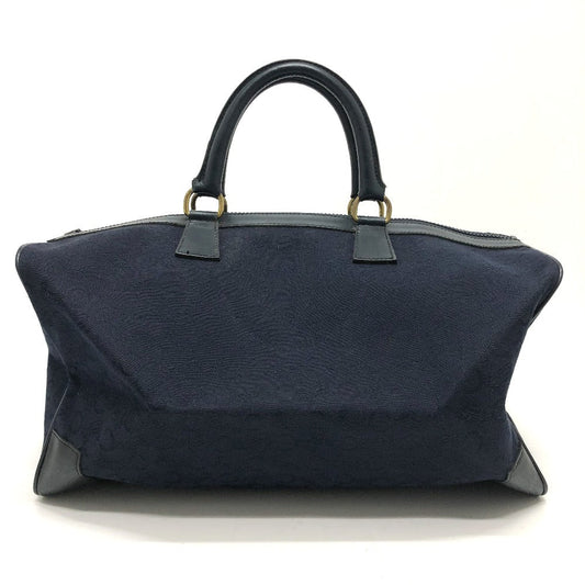 Celine Boston Duffel Bag Canvas / Leather Navy C Macadam Carriage Vintage Women Used Authentic