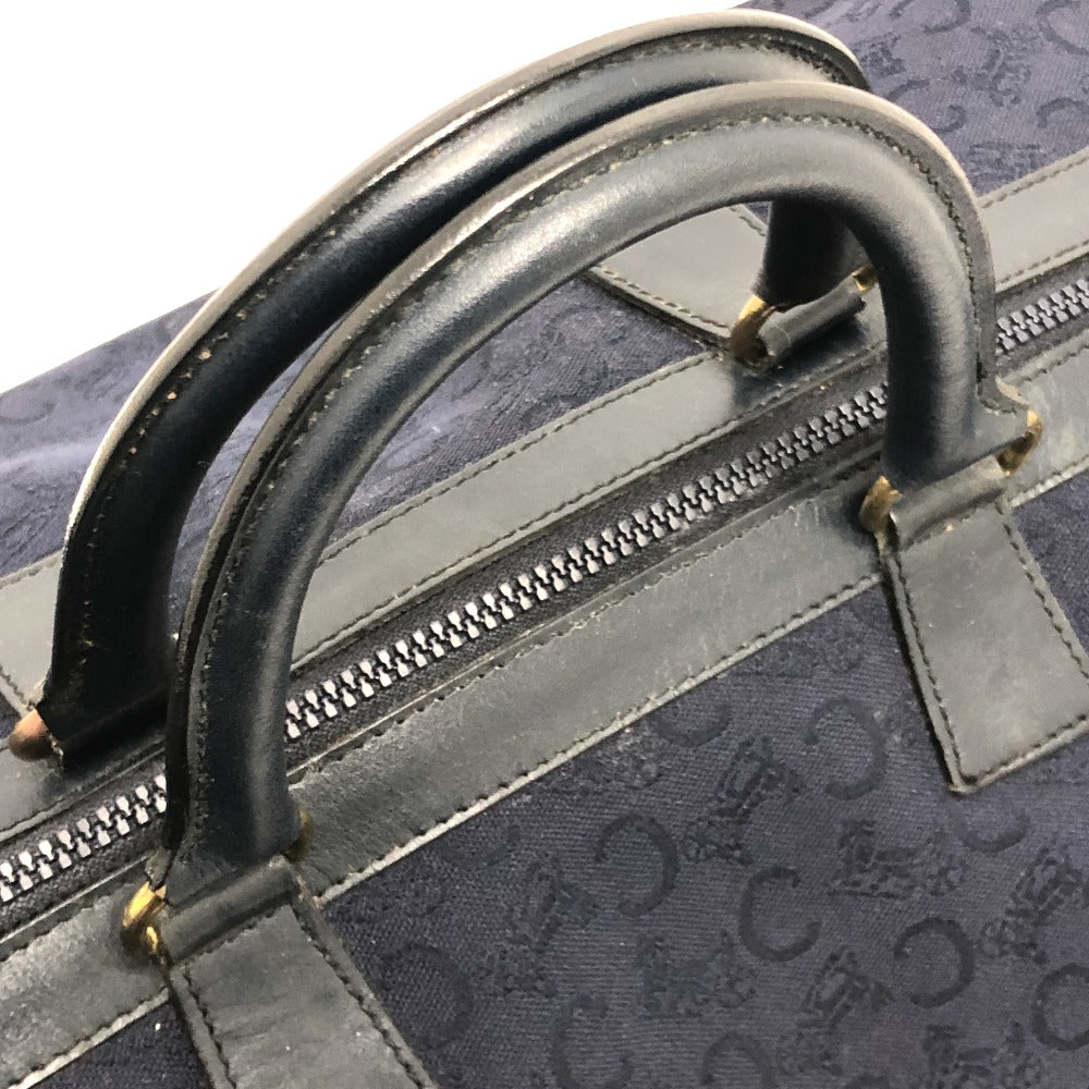 Celine Boston Duffel Bag Canvas / Leather Navy C Macadam Carriage Vintage Women Used Authentic