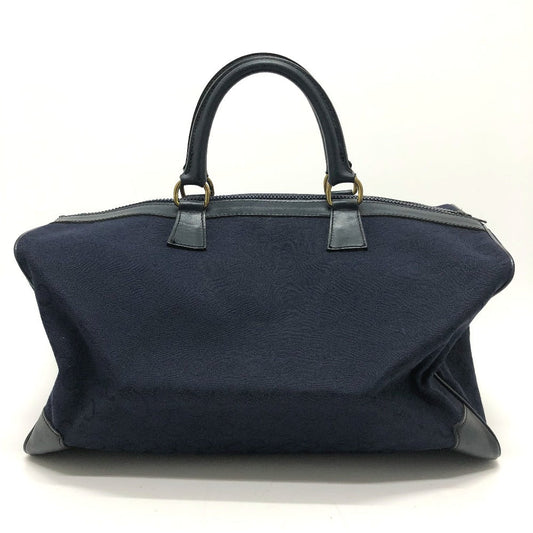 Celine Boston Duffel Bag Canvas / Leather Navy C Macadam Carriage Vintage Women Used Authentic