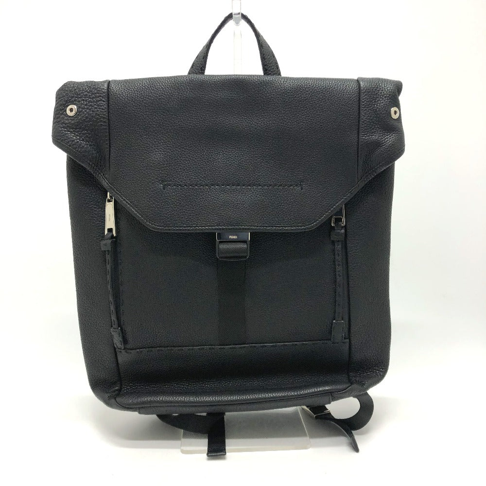 Fendi Backpack 7 Vz011 Leather Black Backpack Mens Used Authentic