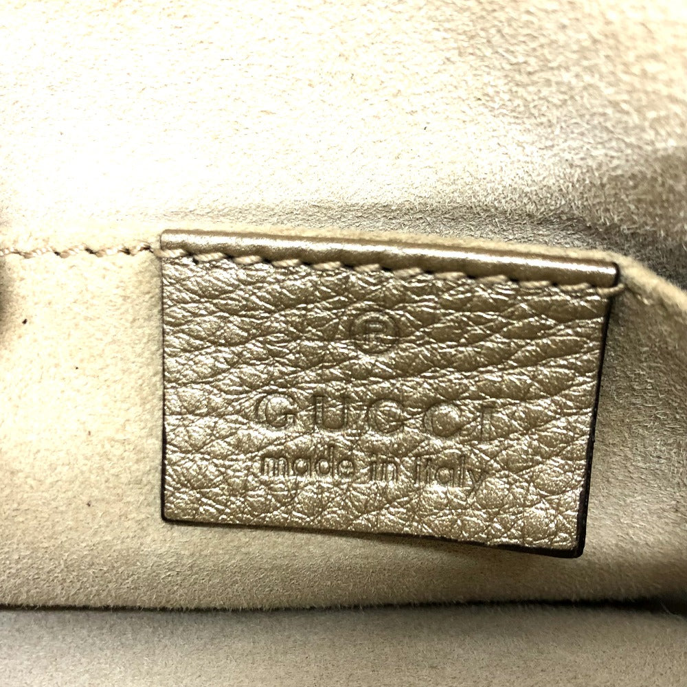 Gucci Handbag 282481 Leather Gold Gg Double G Detail Women Used Authentic