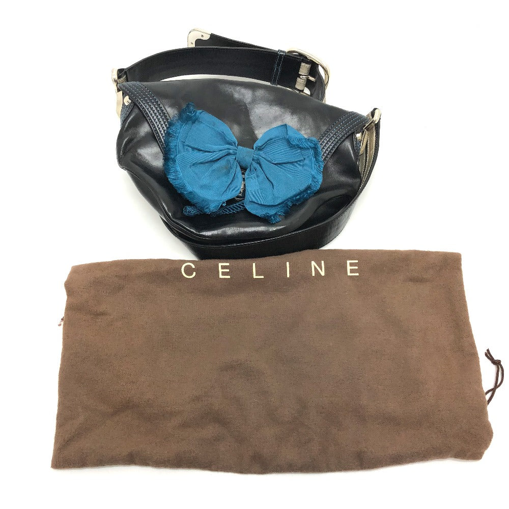 Celine Shoulder Bag 115/130 Leather Black Ribbon Crossbody