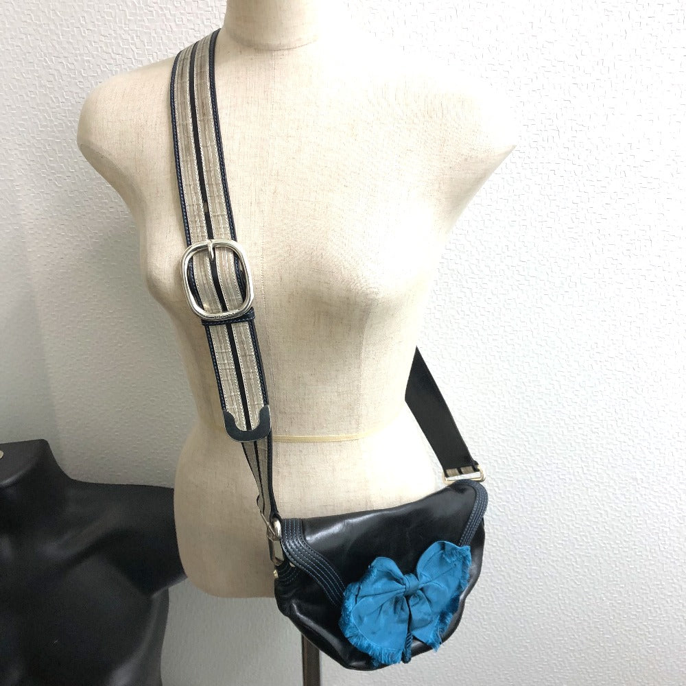 Celine Shoulder Bag 115/130 Leather Black Ribbon Crossbody