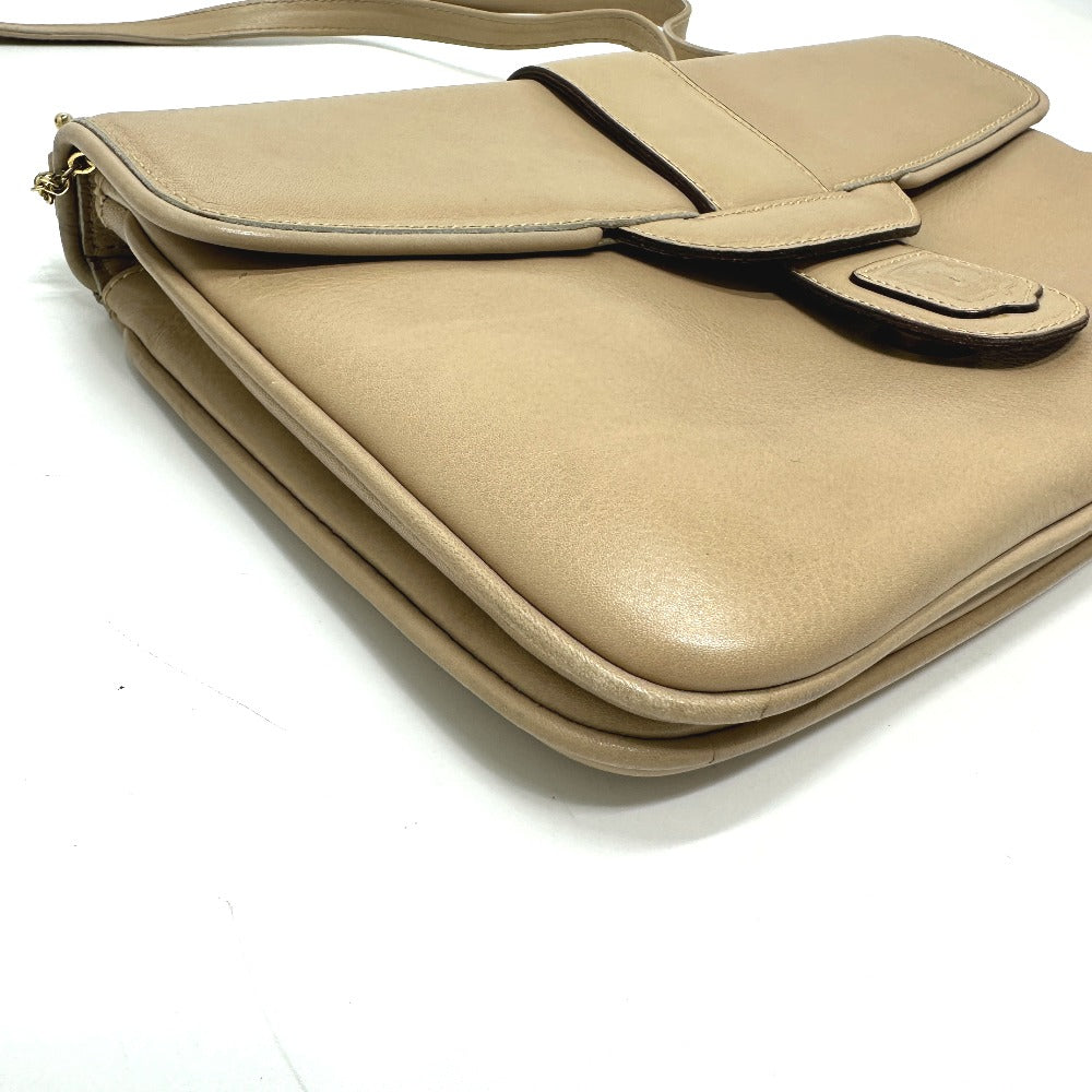 Celine Shoulder Bag Leather Beige Triomphe Bag Women Used Authentic