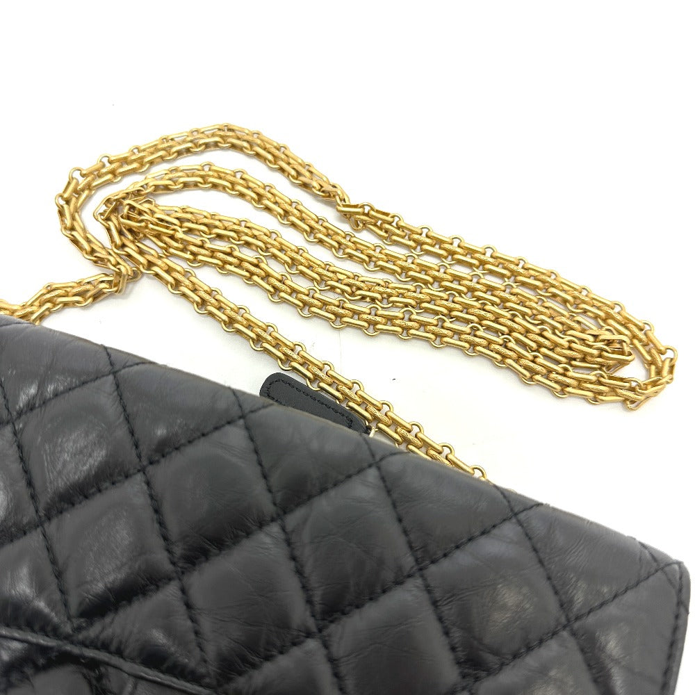 Chanel Shoulder Bag Ap2215 Calfskin Black 2.55 Mademoiselle Matrasse Chain Wallet Women Used Authentic