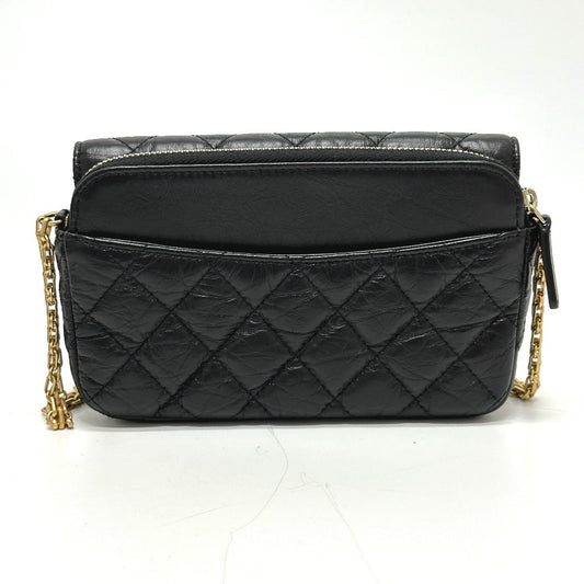 Chanel Shoulder Bag Ap2215 Calfskin Black 2.55 Mademoiselle Matrasse Chain Wallet Women Used Authentic