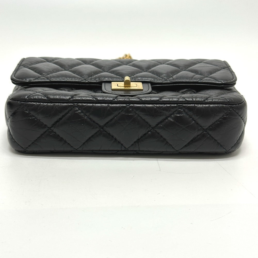 Chanel Shoulder Bag Ap2215 Calfskin Black 2.55 Mademoiselle Matrasse Chain Wallet Women Used Authentic