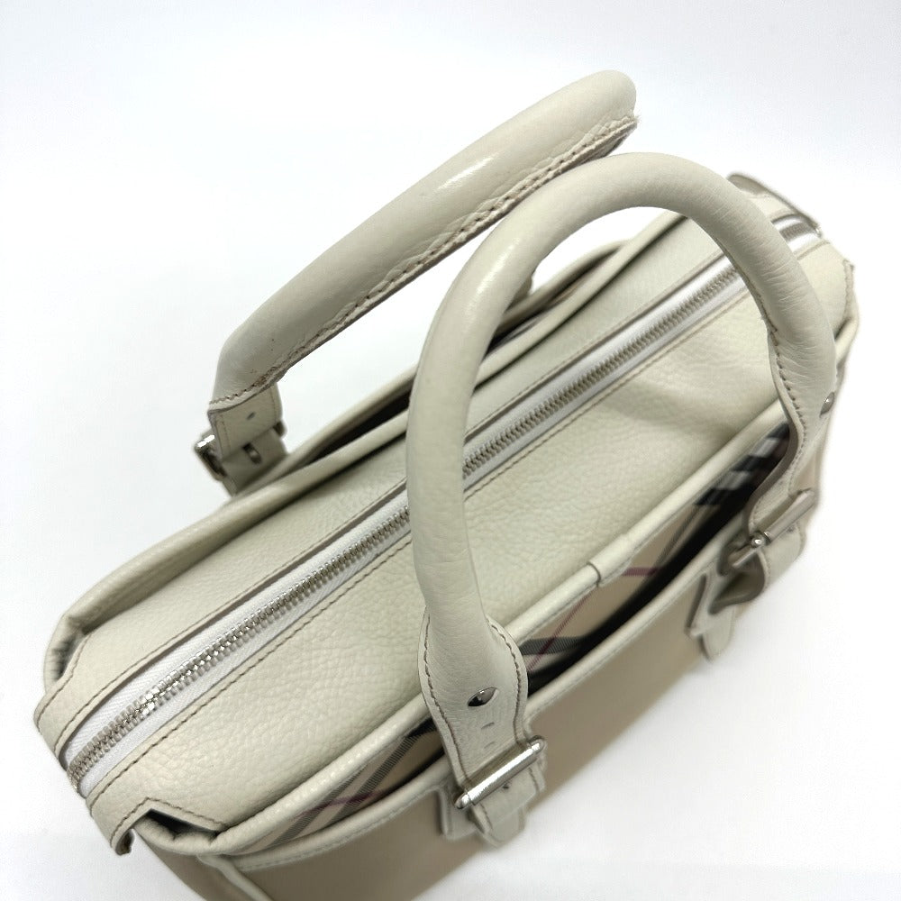 Burberry Handbag Nylon Beige Check Mini Boston Duffel Bag Women Used Authentic