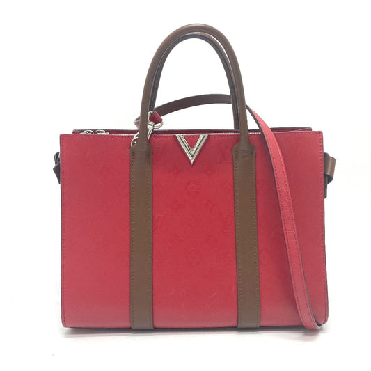 Louis Vuitton Tote Bag M42889 Leather Red Monogram Very Tote Mm Women Used Authentic