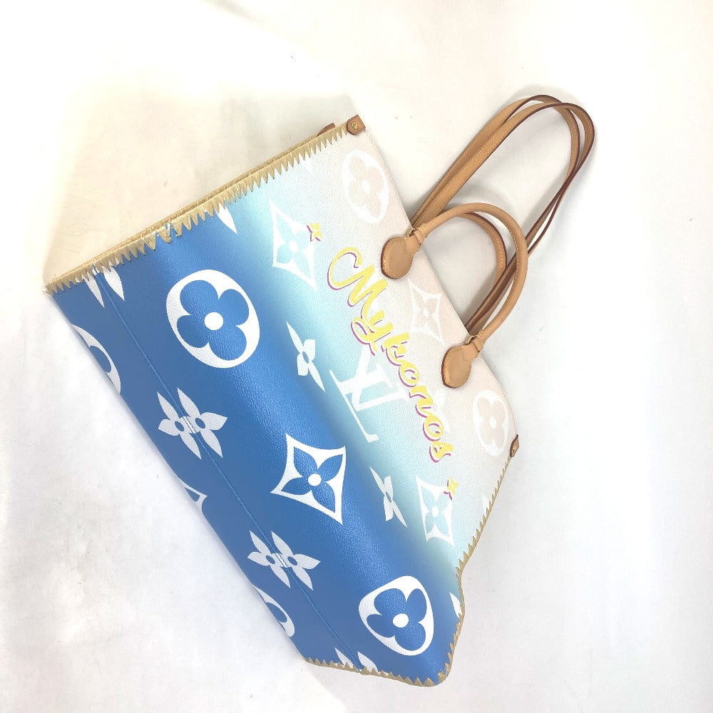 Louis Vuitton Tote Bag M57872 Monogram Giant Canvas, Straw Blue Monogram Giant On The Go Gm Mykonos Exclusive Mykonos Women Used Authentic