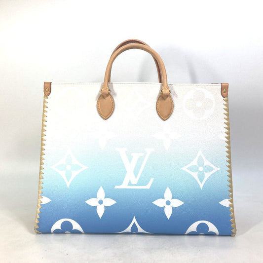 Louis Vuitton Tote Bag M57872 Monogram Giant Canvas, Straw Blue Monogram Giant On The Go Gm Mykonos Exclusive Mykonos Women Used Authentic