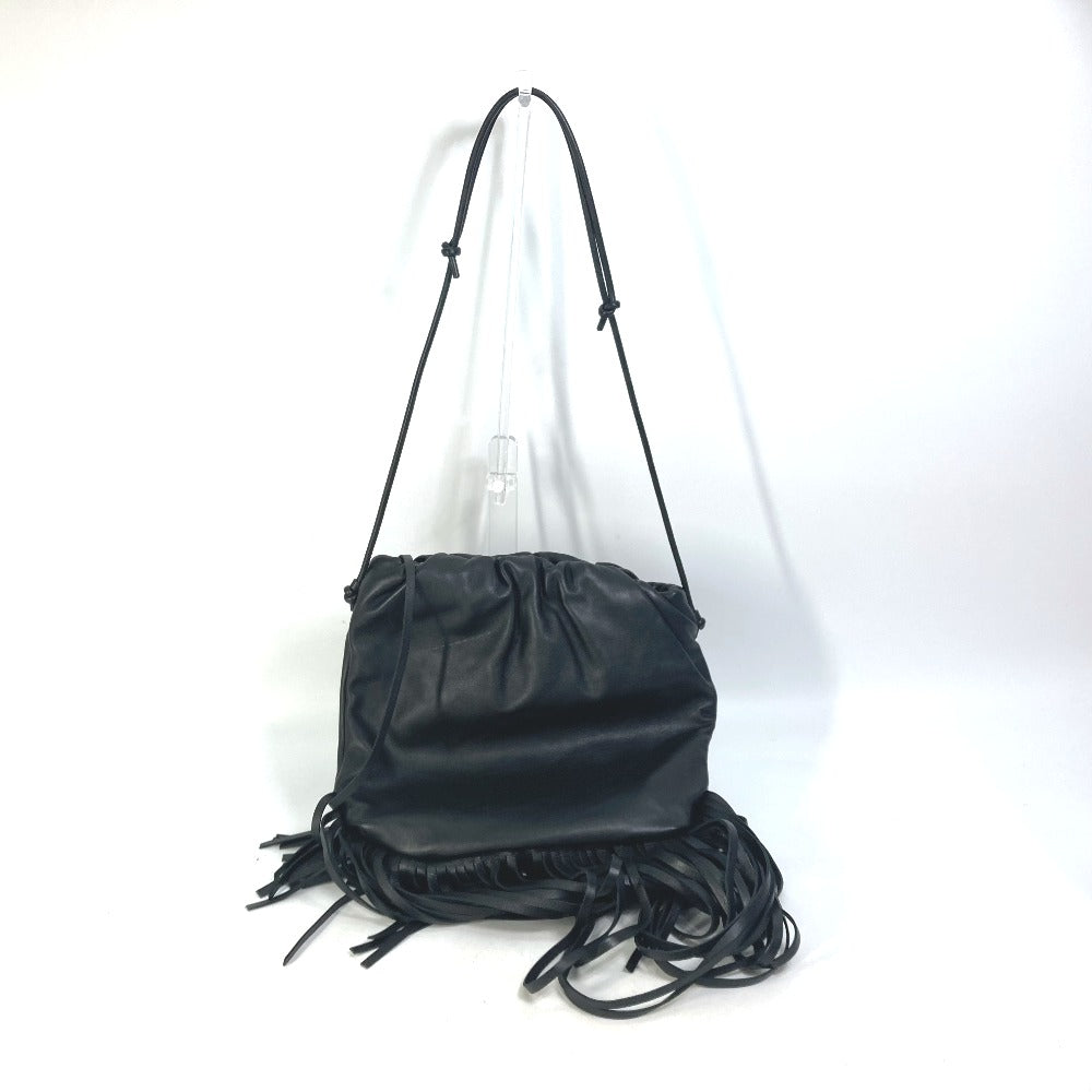 Bottegaveneta Shoulder Bag 630363 Leather Black The Fringe Pouch Women Used Authentic