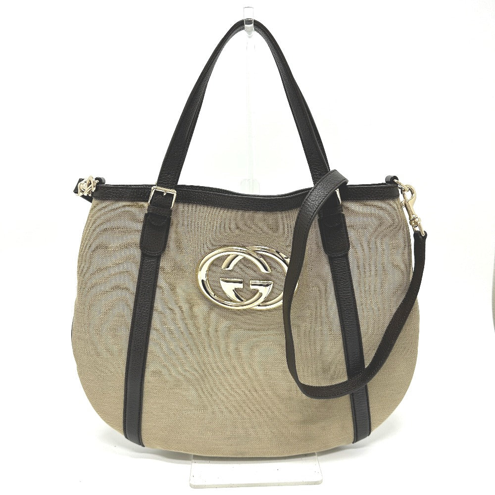 Gucci Tote Bag 290832 Canvas / Leather Beige Gg Logo Women Used Authentic