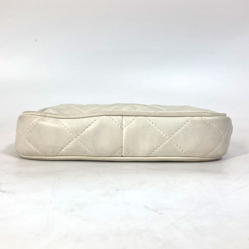 Chanel Waist Bag Lambskin White Coco Mark Cc Matrasse Quilting Women Used Authentic