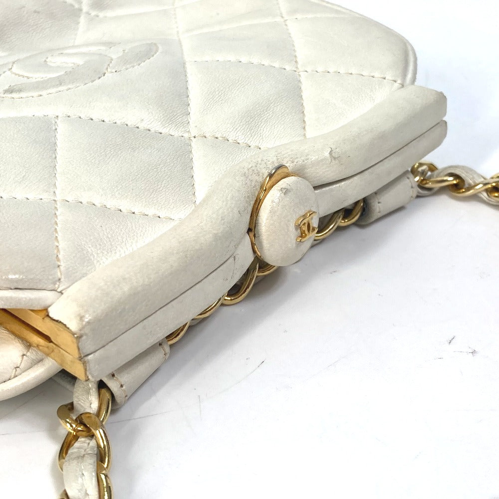 Chanel Waist Bag Lambskin White Coco Mark Cc Matrasse Quilting Women Used Authentic