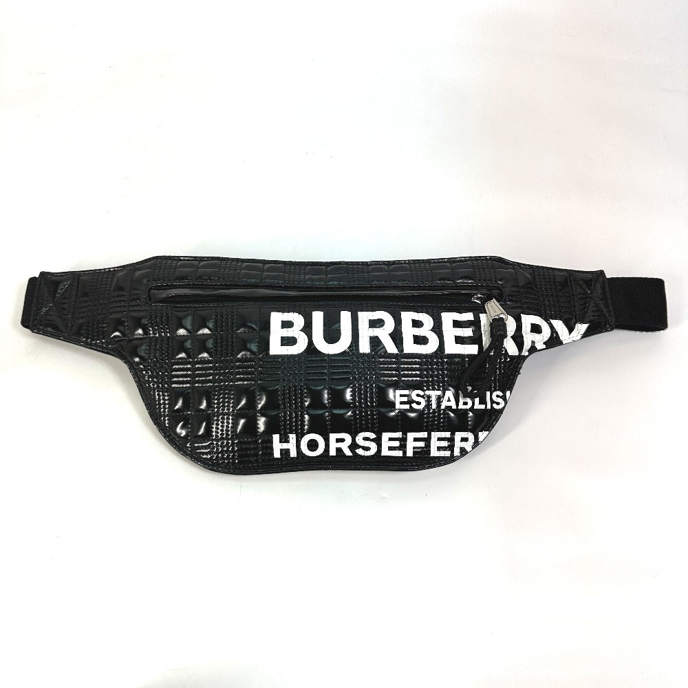 Burberry Sling Bag 8028160 Enamel Enamel Leather Black Logo Brummell Horse Ferry Hosefey Mens Used Authentic