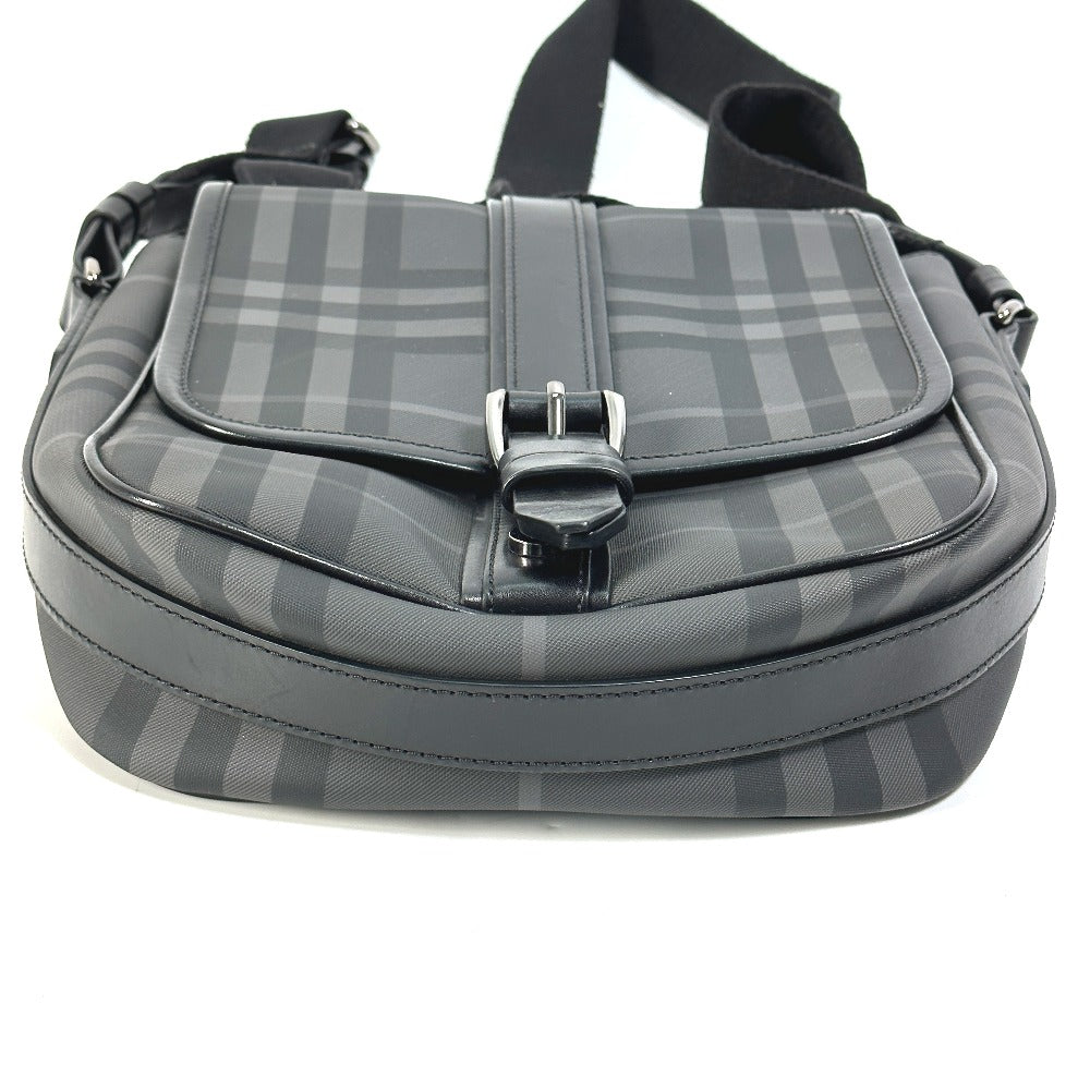 Burberry Shoulder Bag Pvc / Leather Gray Check Messenger Mens Used Authentic