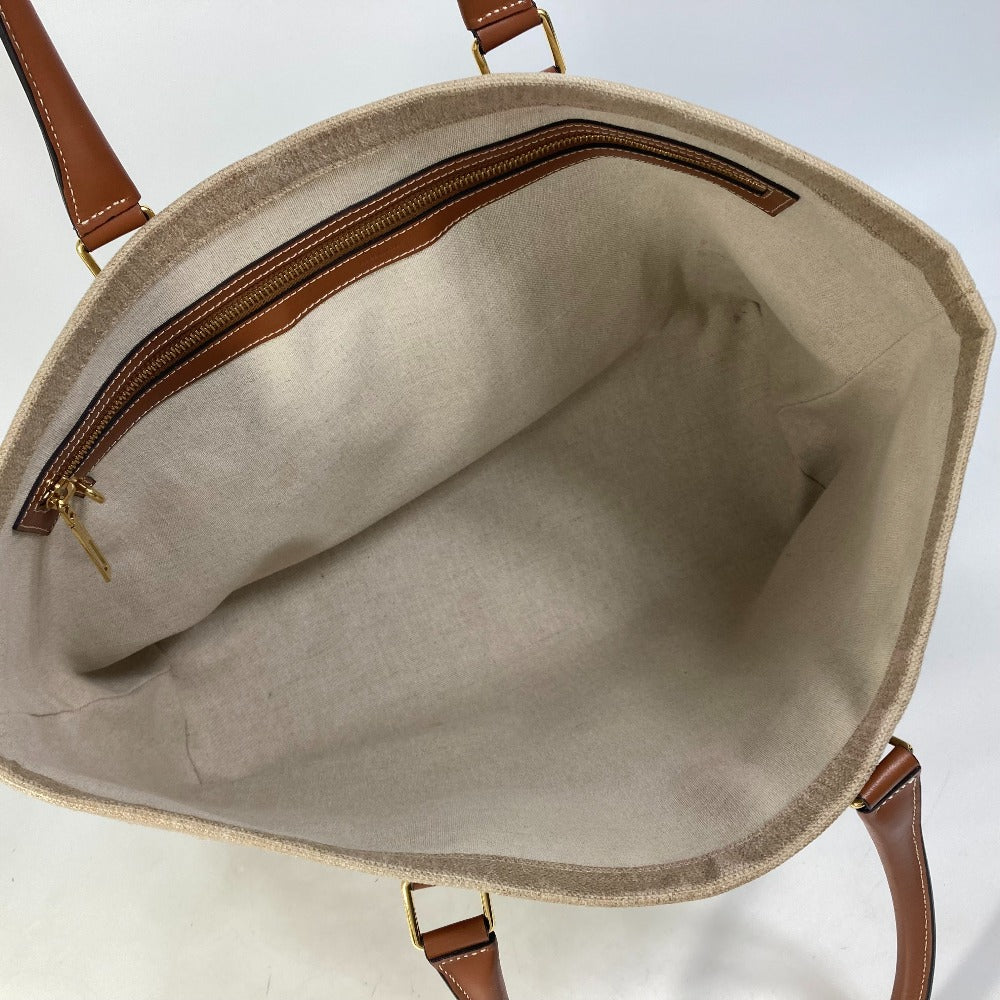 Celine Shoulder Bag 19006 Canvas / Leather Brown Shoulder Horizontal Hippo Women Used Authentic